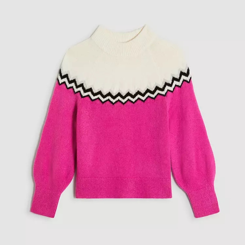 NWT Ann Taylor Color Block Fair Isle Sweater Size M